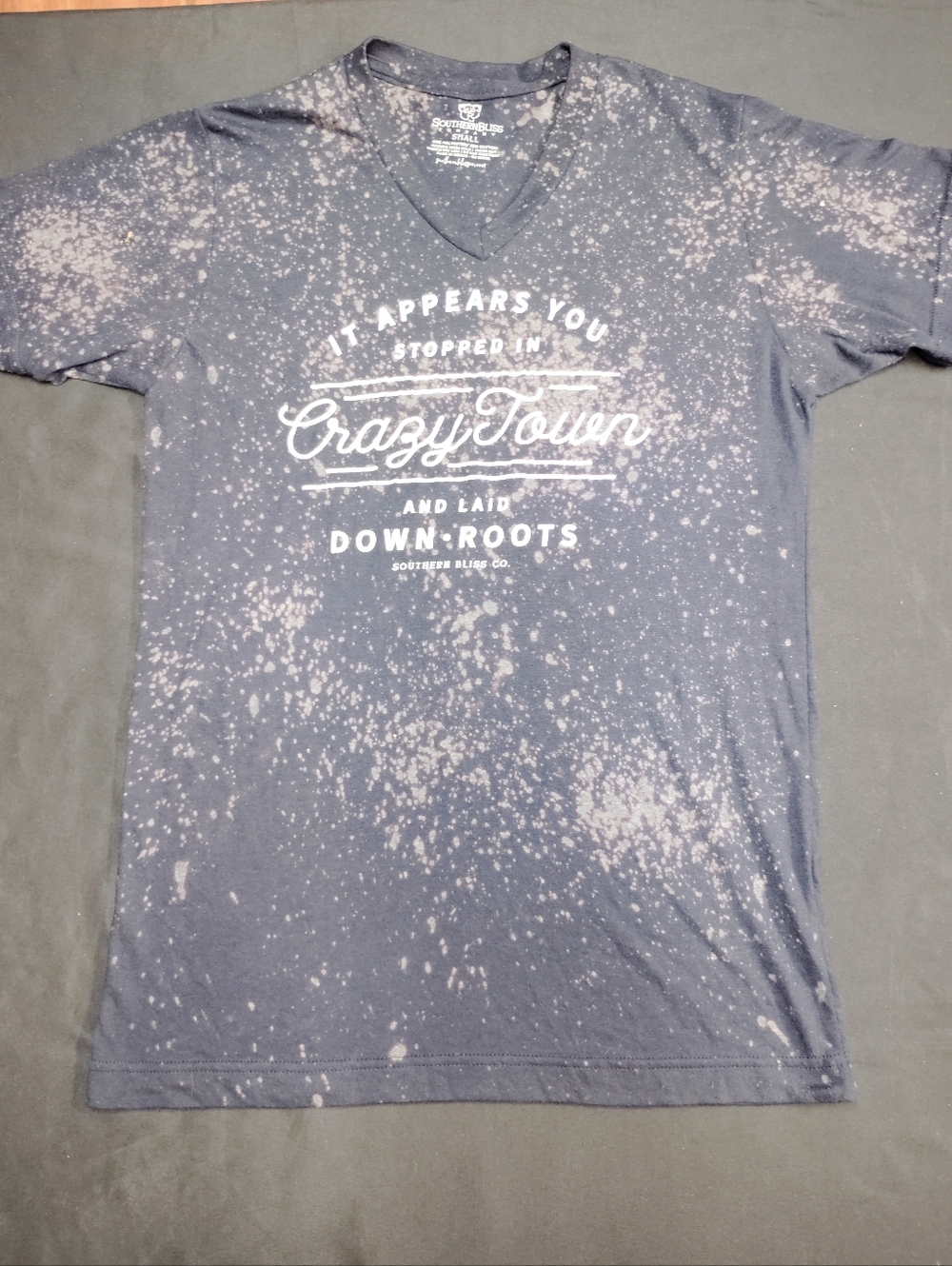 Men’s Black Bleached Graphic V-Neck T-Shirt